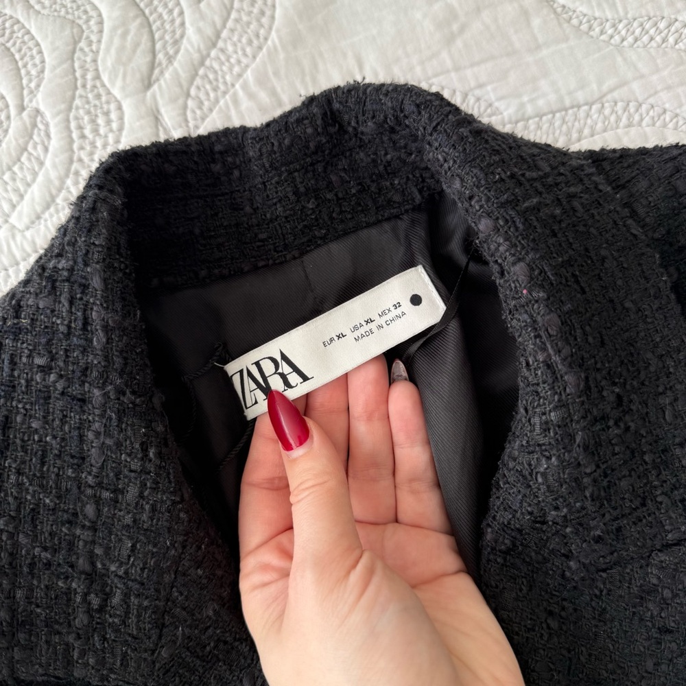 Zara - Double Breasted Textured Weave Blazer - Black - Picture 6 of 13